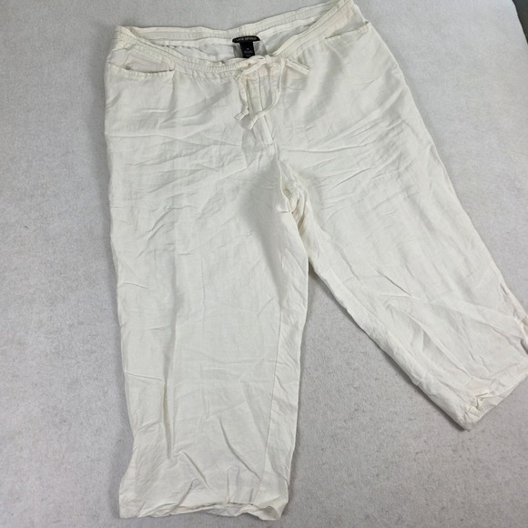 Lane Bryant Pants - Lane‎ Bryant Women 18 Crop Pants Ivory Excellent Linen Blend Drawstring Casual